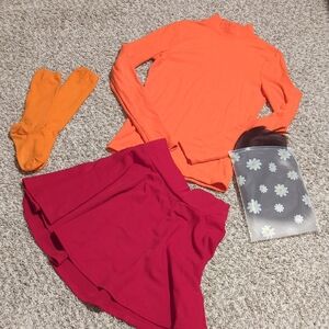 Velma Costume Scooby-Doo Cosplay Halloween Complete Costume And Wig Set